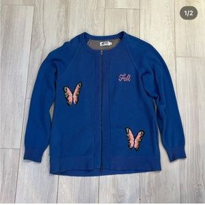 Felt Butterfly Zip Cardigan